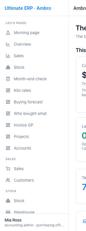 Leo's pages at the top of the menu.